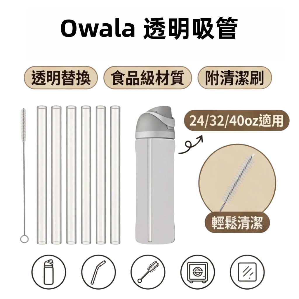 透明吸管 水杯替換 於owala FreeSip 替換吸管 24 盎司 32 盎司可重複使用透明吸管 帶清潔刷 替換吸管