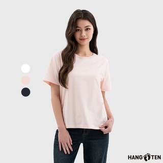 【Hang Ten】女裝-柔膚冰瓷棉立體壓印短袖T恤(多色選)