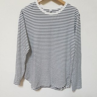 近似新品+請看說明 Uniqlo 女裝 圓領條紋長袖上衣 白/黑 S