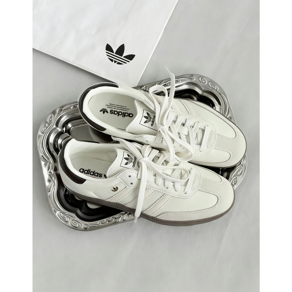 ADIDAS SAMBA OG 奶油黑尾 奶油白 米色 焦糖底 金屬小標 三葉草 女鞋 IH6628