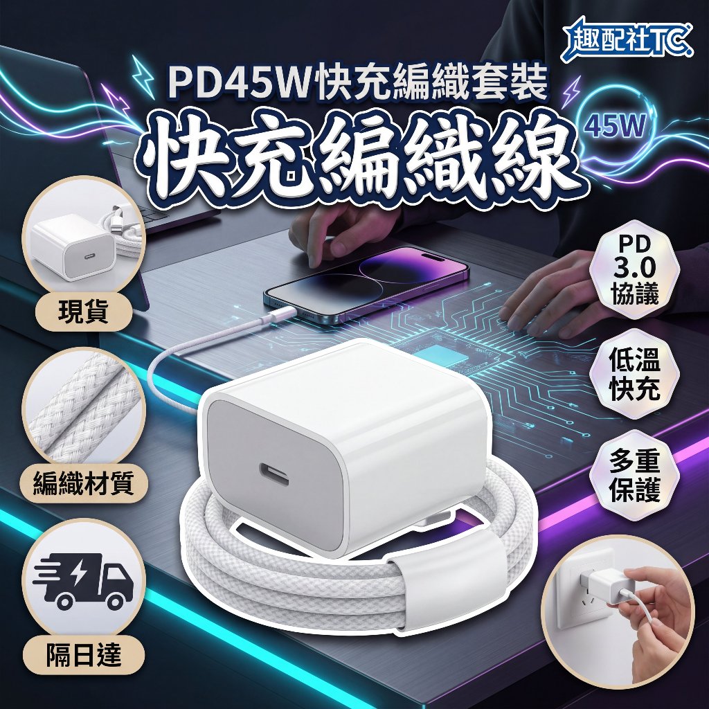隔日配🚀適用於蘋果17充電器 45wPD快充 iphone16 i14 i13 i12 i15快速充電頭線組 pd快充頭