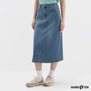 【Hang Ten】女裝-COOLMAX涼感牛仔直筒長裙(粉藍)