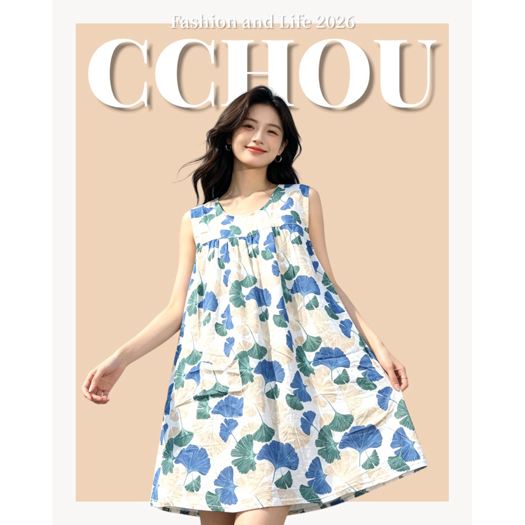 cchou_馬上出貨_ 夏季睡裙女薄款無袖洋裝韓版大尺碼人造棉家居服睡衣夏天外穿_涼爽布_9072#