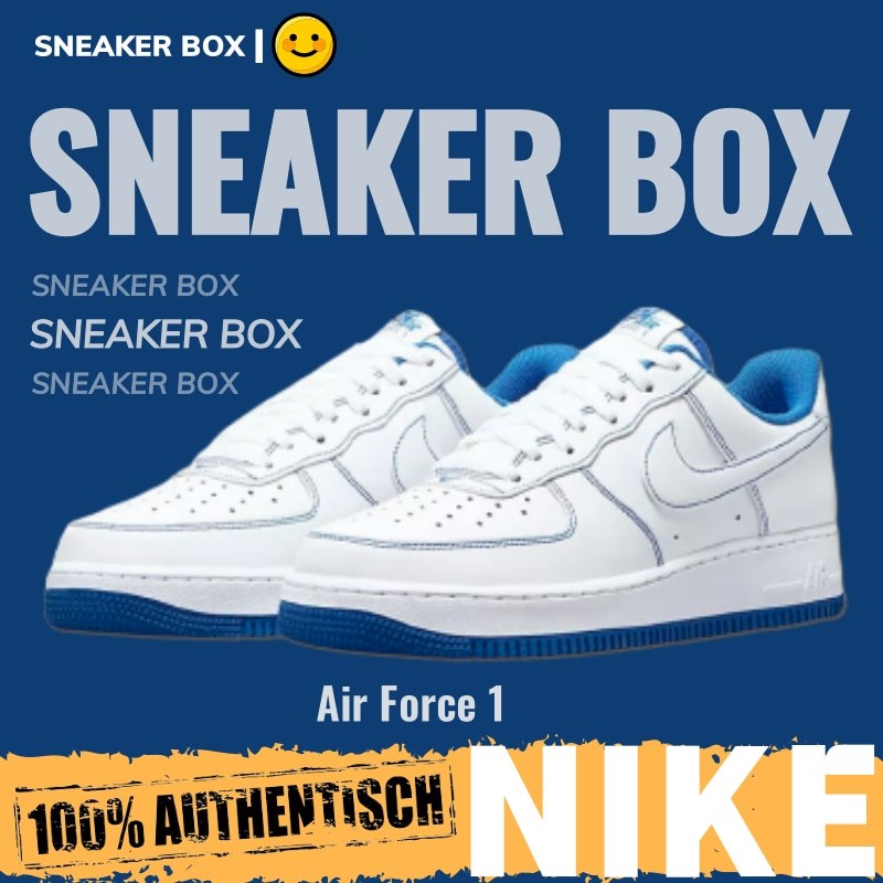 【U+】Nike 鞋 Air Force 1'07 Low"白皇家藍縫線" 男鞋 女鞋 休閒運動板鞋 空軍一號