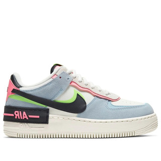 NIKE 女鞋 W AIR FORCE 1 SHADOW 奶油米白黑淡藍螢光綠粉【A-KAY0】【CU8591-101】