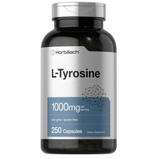 現貨🇺🇸Horbäach 酪胺酸酪氨酸L-Tyrosine 1000mg膠囊250粒/P5P活性維生素B6 120粒