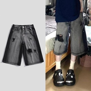 美式水洗漸變復古高街牛仔短褲男女夏季薄款 vibe 穿搭直筒寬鬆五分中褲 (GG304 )【壹號站】