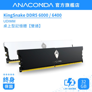 【玩家首選】巨蟒 DDR5 記憶體 6000／6400 32GB (16GB×2) UDIMM｜KingSnake 雙通