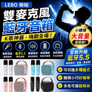 在台現貨 交換禮物 【🎶LEBO樂柏🎶無線雙麥克風音箱】BSMI認證✨無線藍芽音箱✨無人聲✨唱歌🎤行動ktv✨露營✨直播