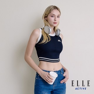 【ELLE ACTIVE】女款 撞色滾邊短版無袖背心-藍色 (EA26S1W5001-39)