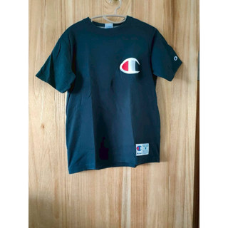 Champion 純棉T恤 LOGO 休閒上衣 短袖 運動上衣 黑/深藍 M
