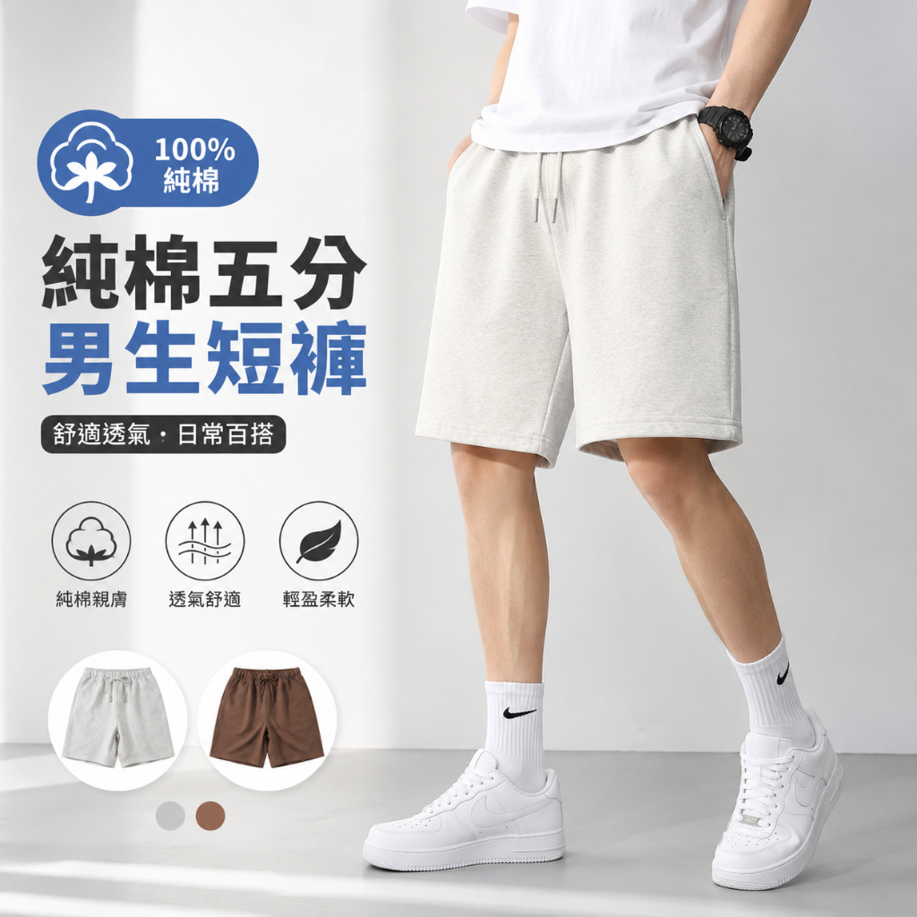 【隔日到貨！！】五分短褲男 素面純棉短褲男 美式直筒短褲 夏季基礎款 休閑簡約運動褲子 韓國短褲