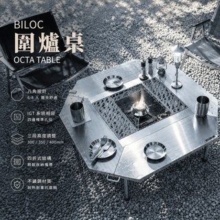 BILOC｜OCTA TABLE 圍爐桌｜三段高度調整｜不鏽鋼快收桌