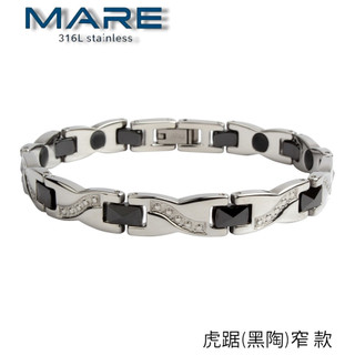 § 全館7折 § 【Mare】㊣316L白鋼&精密陶瓷手鍊：虎踞(黑陶)窄 款【售後服務&保固12個月】