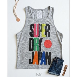 【二手良品】Superdry 極度乾燥 經典美式復古無袖背心 / 灰色混色 滿版大 Logo / 尺寸 S 號
