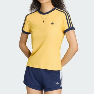 Adidas 3S Cali Tee 女款 黃色 三葉草 修身 T恤 運動 休閒 短袖 KS9990