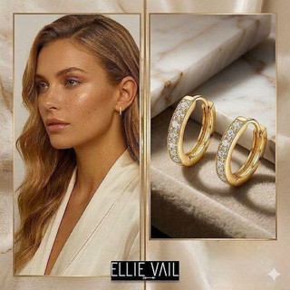 ELLIE VAIL 邁阿密防水珠寶 金色簡約鑲鑽小圓耳環 Tinsley Huggie Hoop