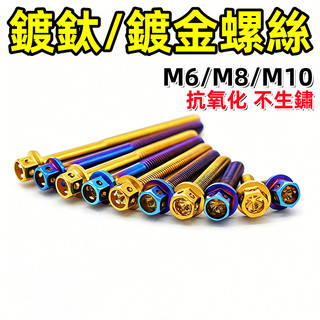 【2026升級加厚】鍍鈦螺絲 M6 M8 M10 螺絲 白鐵螺絲 機車螺絲 燒鈦螺絲 傳動螺絲 後照鏡螺絲 外六角螺絲