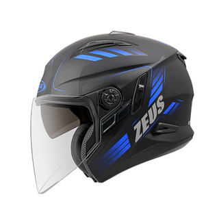 ZEUS ZS613B 彩繪 AJ10 消光黑/藍 四分之三罩安全帽 3/4罩 可加裝下巴支架/鴨舌 ZS-613B