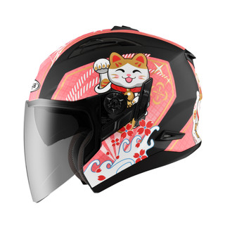 ZEUS ZS613B 彩繪 AJ42 消光黑/桃粉 四分之三罩安全帽 3/4罩 可加裝下巴支架/鴨舌 ZS-613B