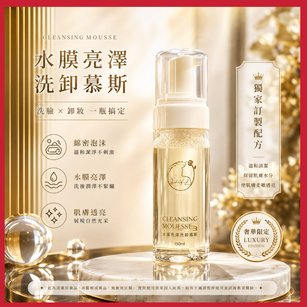 🔥獨家訂製｜水膜亮澤洗卸慕斯｜SPA級｜昂貴用料｜SGS檢驗 ｜150ml ｜洗臉 ｜胺基酸｜水煮蛋肌｜光澤｜保濕｜毛孔