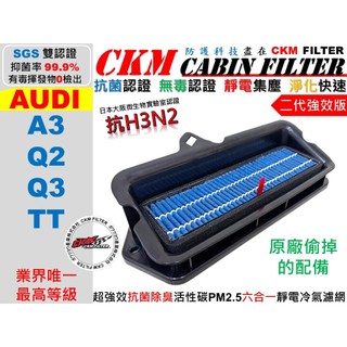 【CKM】6層 抗菌抗病毒 奧迪 AUDI A3 Q2 Q3 TT 活性碳 外接 濾網 濾芯 冷氣濾網 替換濾芯 外循環
