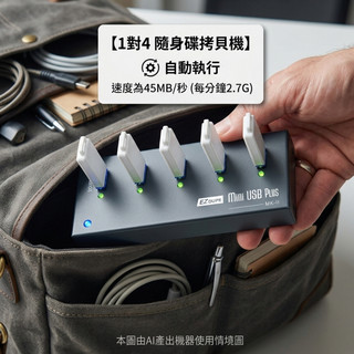 【EZ Dupe】1對4 Mini USB Plus II – USB隨身碟拷貝機插了就拷簡單小台 45MB/秒 台灣製