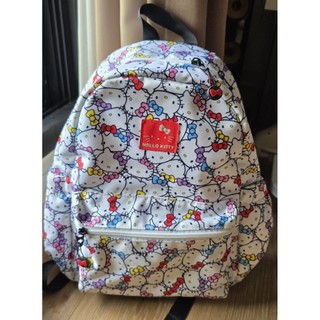 【Hello Kitty】-後背包-白〔繽紛凱蒂〕。二手。如圖。