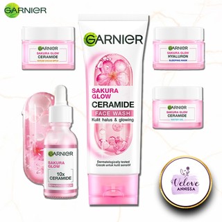 Garnier Sakura Glow Sabun Cream Siang Malam Day Night Serum