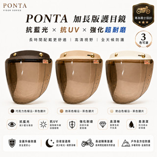 PONTA 按扣式 三扣式 鏡片 抗UV 淺茶 耐磨鏡片 防水鏡片 擋風鏡片 抗藍光 雪帽 復古帽 半罩 安全帽鏡片