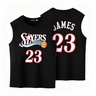 💖詹皇LeBron James詹姆士詹姆斯運動背心衣服💖NBA球衣76人七六人湖人隊健身籃球衣內搭排汗男女無袖上衣A30