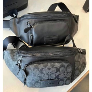 美國代購COACH 男生拉鏈封口單肩斜挎包胸包 腰包 側背包 男款