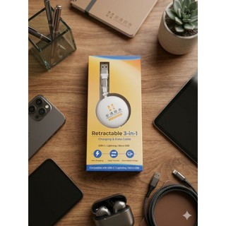 ​【全新現貨】伸縮三合一充電線 (Type-C / Lightning / Micro USB) 一機多用 便攜快充