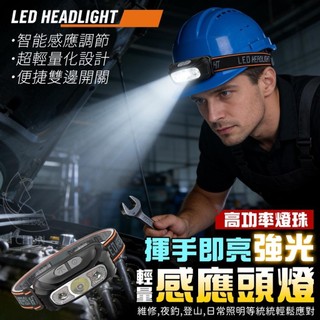 現貨24H出貨 感應頭燈 感應led頭燈 超強防水頭燈 USB充電感應頭燈 頭燈 登山燈 戶外燈 工作燈