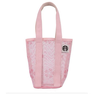 二手乾淨（已清洗過）星巴克Starbucks粉櫻網布隨行杯袋
