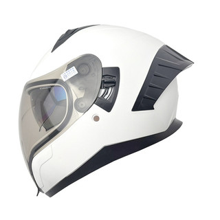 EVO CA-988 全臉雙鏡式全罩 素色 珍珠白 金屬齒排扣 電鍍內墨鏡 眼鏡槽 耳機槽 全可拆洗 安全帽 全罩