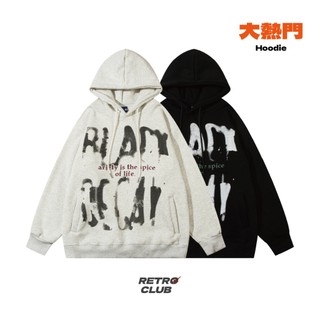 【OTIS】『現貨』文字幻影 oversize 帽T 加絨 連帽 重磅 寬大 帽TEE 韓系 長袖 寬鬆 落肩 日系街頭
