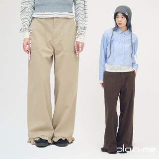 plain-me [SAAKO 荷葉下擺] 2WAY 長褲 褲 寬褲 女生褲子 [SAA4023-261]