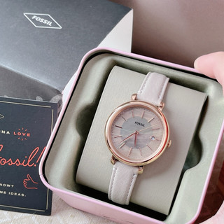 現貨｜近全新 FOSSIL Jacqueline 女錶 灰色真皮錶帶 36MM ES5091