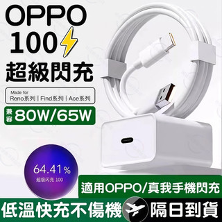 隔日達🔥適用OPPO 100W充電器 顯示原廠supervooc超級閃充 Reno/Ace/Find系列快充電頭傳輸線組