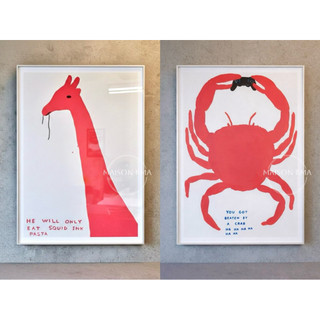 瑪森藝術｜ David Shrigley 海報 英國當代藝術 被螃蟹打敗 只喫墨魚麵的長頸鹿 幽默海報 設計 收藏推薦