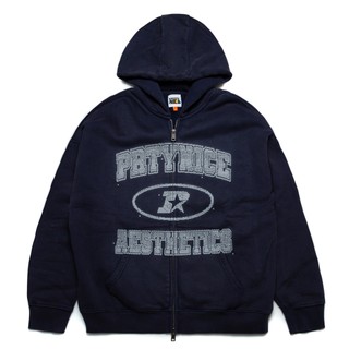 PRETTYNICE F.U. Cursor Varsity 2-Way Zip Hoodie-Navy