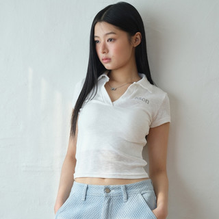 🇰🇷 韓國KKOBA 現貨 ASON HALF IVY COLLAR TEE 開襟V領短袖上衣 短版上衣 短袖上衣