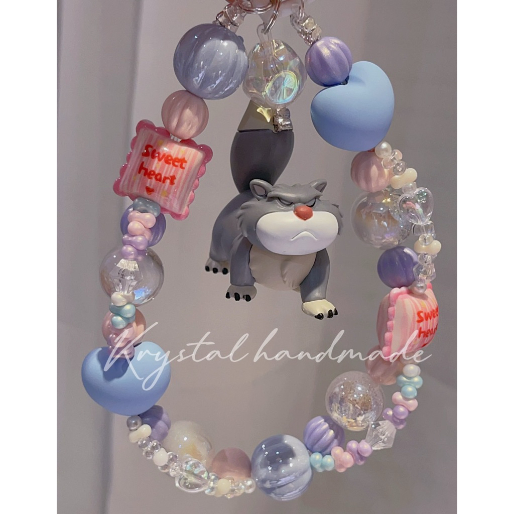 全新✨壞貓路西法DIY-迪士尼DISNEY手機掛繩（附墊片）✨反派壞貓咪魯斯佛獨一無二✨依照感覺來搭配珠珠🤍