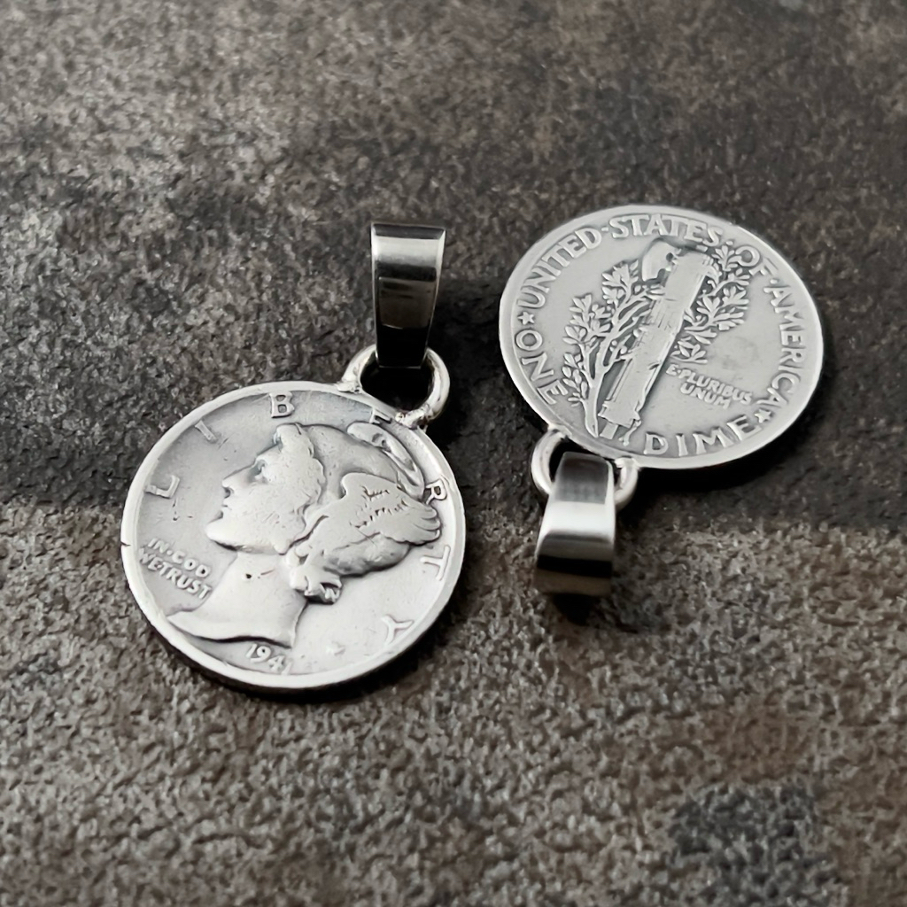 夜鴉 §Mercury Dimes Pendant§ 墨丘利水星銀幣吊墜⊕10美分銀幣改製⊕象徵自由、力量、和平