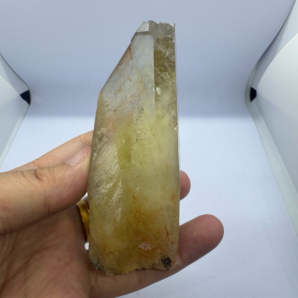 C398天然黃水晶 晶簇 生長紋 原礦 迷你水晶