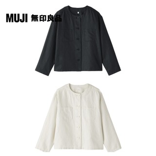 【MUJI 無印良品】女大麻混斜紋織九分袖襯衫