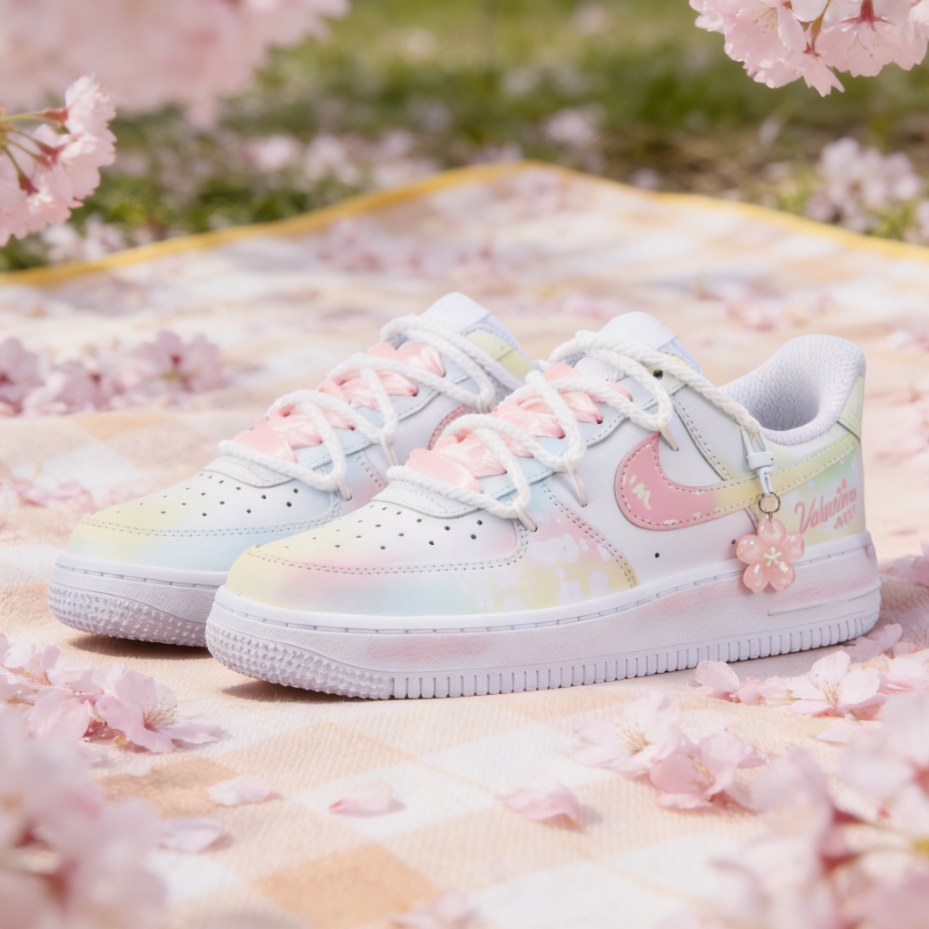 😎森語 Nike Air Force 1 客製款 春日桃花 清新可愛 減齡百搭 低幫 板鞋 女款 DD8959-100