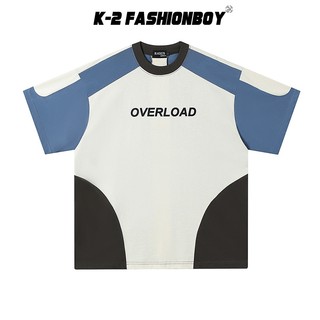 【K-2】overload 黑藍 撞色 短袖上衣 個性 穿搭 簡約 短T 五分袖 春夏 新品 搶先看 流行【N7367】