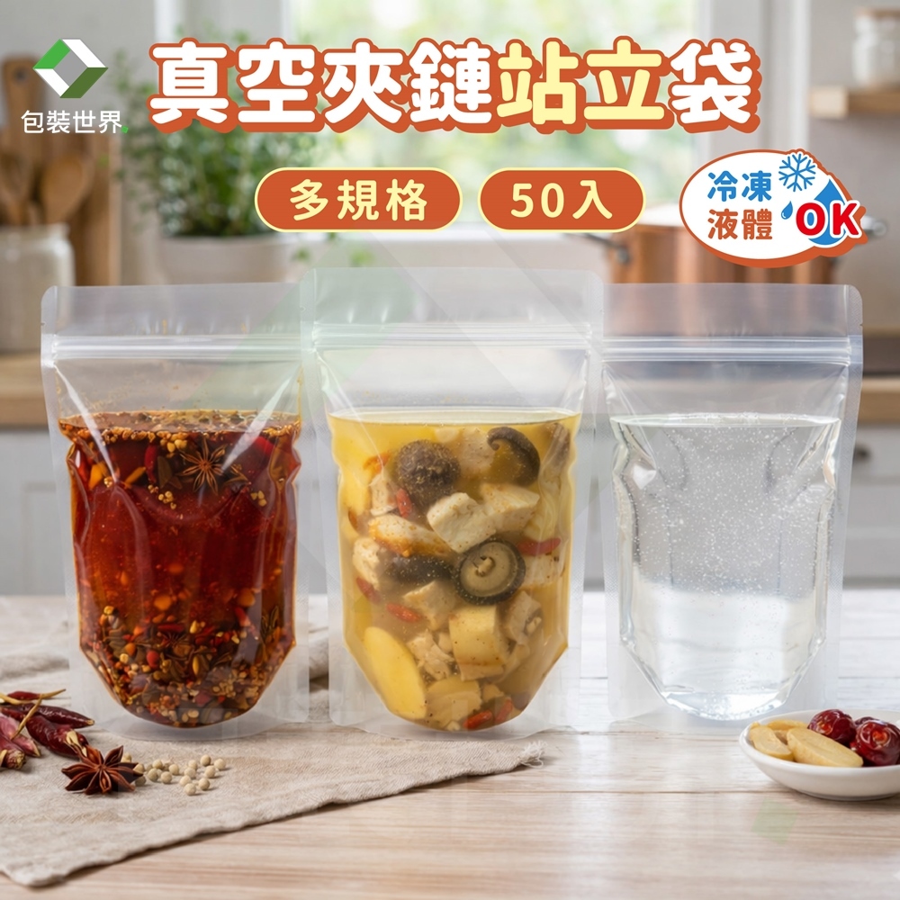 台灣製真空夾鏈袋｜50入站立式冷凍分裝袋 食品密封袋 50入 多尺寸可選 ｜源品包裝世界